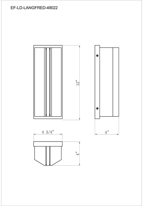 Eurofase 49022-025 Langferd 12" Matte Black LED Outdoor Wall Light