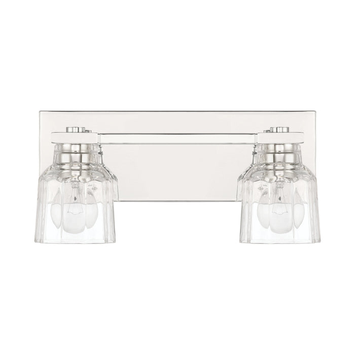 Vanity Light Thesis 207671A Dryden 15 inch 2 light Polished Nickel Vanity Light with Clear Ribbed Glass Shades THESIS