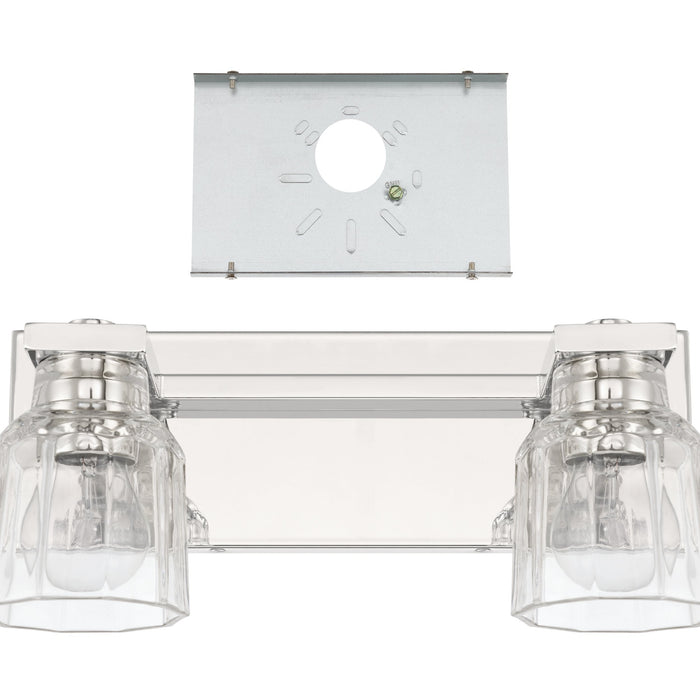 Vanity Light Thesis 207671A Dryden 15 inch 2 light Polished Nickel Vanity Light with Clear Ribbed Glass Shades THESIS