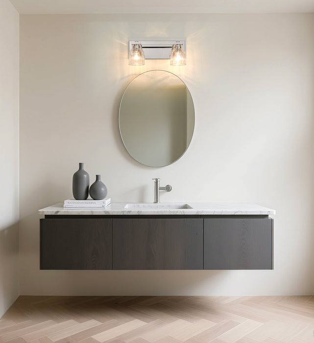 Vanity Light Thesis 207671A Dryden 15 inch 2 light Polished Nickel Vanity Light with Clear Ribbed Glass Shades THESIS