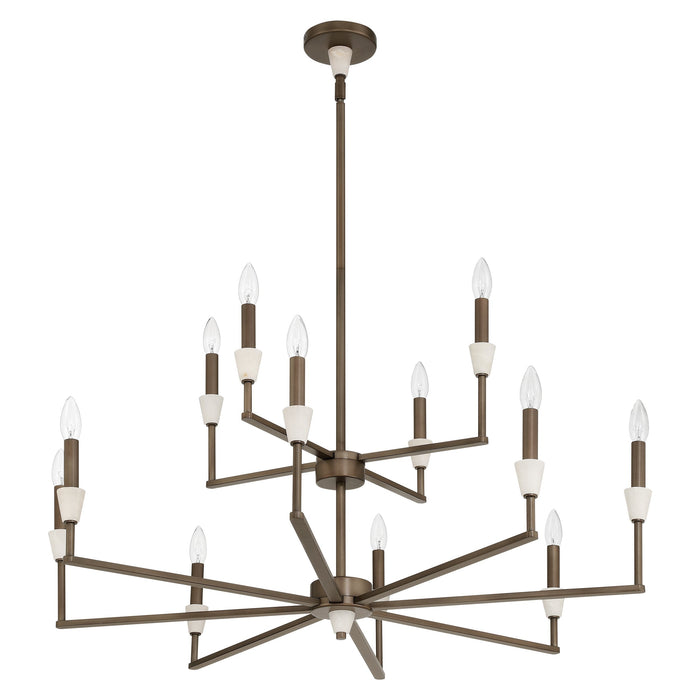 Chandelier Thesis 207366A Montclair 38 inch 12 light Forged Bronze and Natural Alabaster Chandelier THESIS