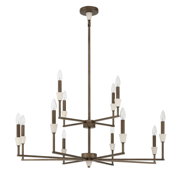 Chandelier Thesis 207366A Montclair 38 inch 12 light Forged Bronze and Natural Alabaster Chandelier THESIS