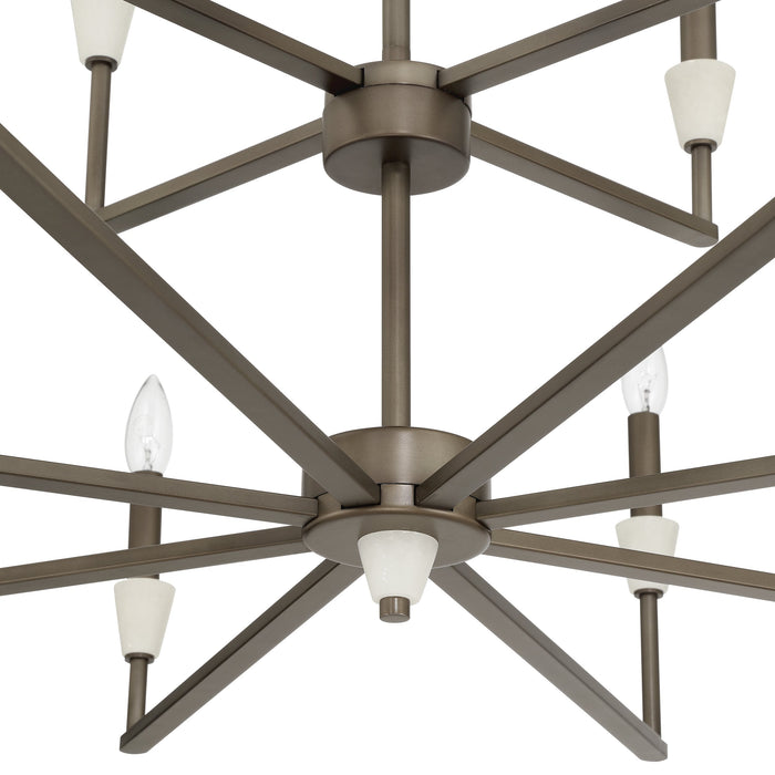 Chandelier Thesis 207366A Montclair 38 inch 12 light Forged Bronze and Natural Alabaster Chandelier THESIS