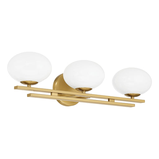 Vanity Light Thesis 207384A Julep 24 inch 3 light Brushed Gold Vanity Light with Opal Glass Shades THESIS