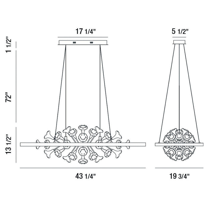 Eurofase 37344-016 Clayton 43" Brushed Silver LED Chandelier
