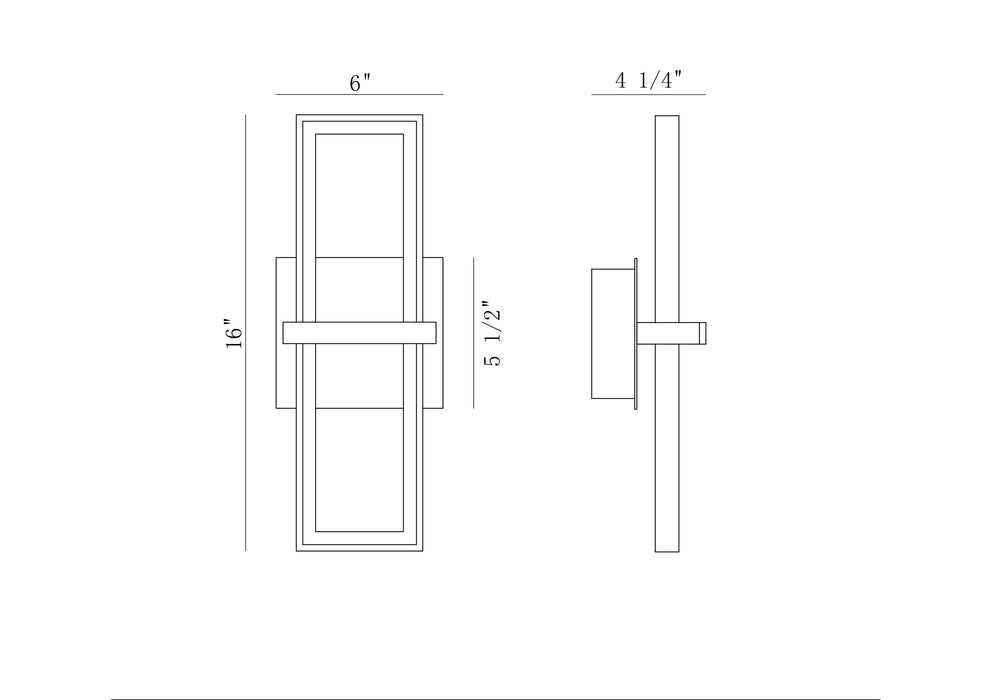 Eurofase 45725-012 Bordo 16" Matte Black LED Outdoor Wall Light