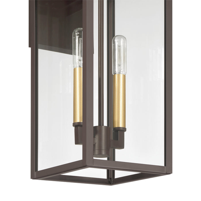 Exterior Wall Sconce Thesis 207749A Hillside 20 inch 2 light Dark Bronze Exterior Wall Sconce with Clear Glass THESIS