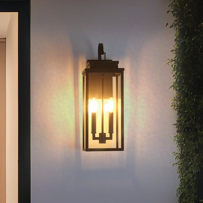 Exterior Wall Sconce Thesis 207749A Hillside 20 inch 2 light Dark Bronze Exterior Wall Sconce with Clear Glass THESIS