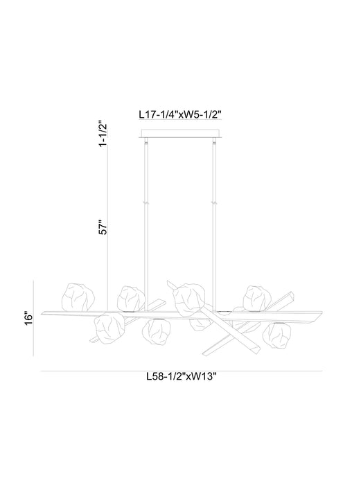 Eurofase 47236-011 Thorah 59" Matte Gold LED Chandelier
