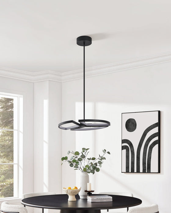 Chandelier Thesis 207766A Alfie 20 inch 3 light Textured Black 3CCT LED Chandelier THESIS