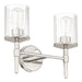 Vanity Light Thesis 207697A Andrea 15 inch 2 light Polished Nickel Vanity Light with Clear Ribbed Glass Shades THESIS