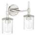 Vanity Light Thesis 207697A Andrea 15 inch 2 light Polished Nickel Vanity Light with Clear Ribbed Glass Shades THESIS
