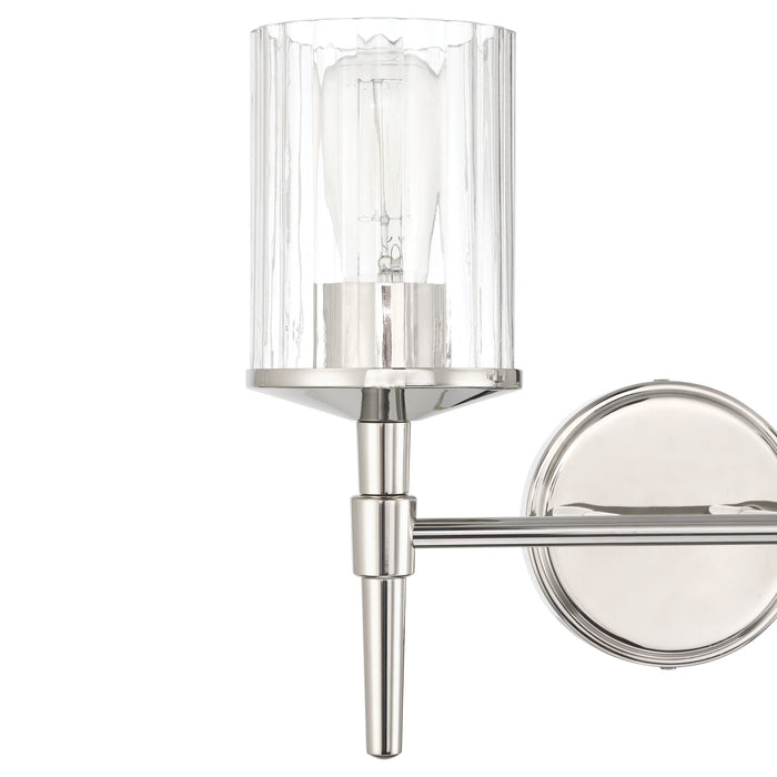 Vanity Light Thesis 207697A Andrea 15 inch 2 light Polished Nickel Vanity Light with Clear Ribbed Glass Shades THESIS