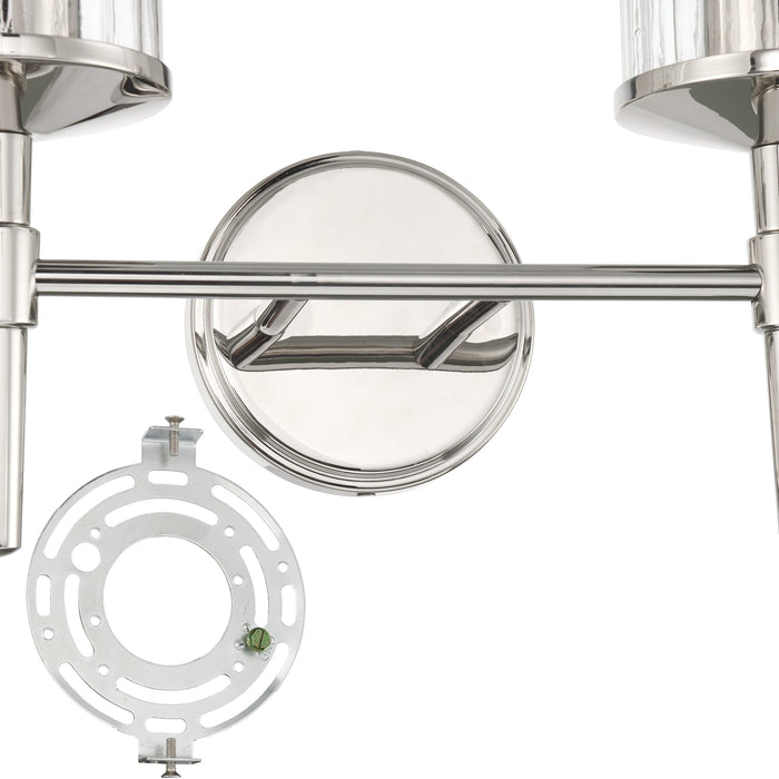 Vanity Light Thesis 207697A Andrea 15 inch 2 light Polished Nickel Vanity Light with Clear Ribbed Glass Shades THESIS