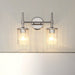 Vanity Light Thesis 207697A Andrea 15 inch 2 light Polished Nickel Vanity Light with Clear Ribbed Glass Shades THESIS