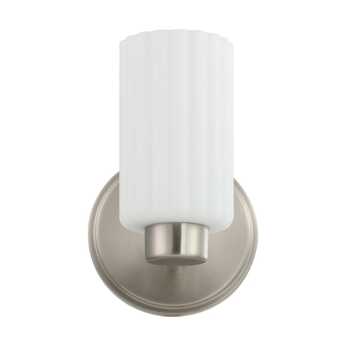 Vanity Light Thesis 207028A Bedminster 5 inch 1 light Brushed Nickel Vanity Light with Etched Opal Ribbed Glass Shade THESIS