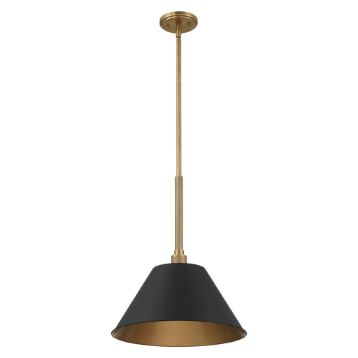 Pendant Light Thesis 207335A Mcgill 16 inch 1 light Natural Brass Pendant Light with Matte Black and Gold Metal Shade THESIS