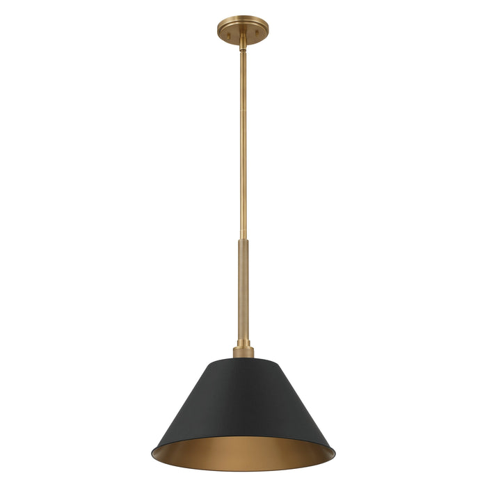 Pendant Light Thesis 207335A Mcgill 16 inch 1 light Natural Brass Pendant Light with Matte Black and Gold Metal Shade THESIS