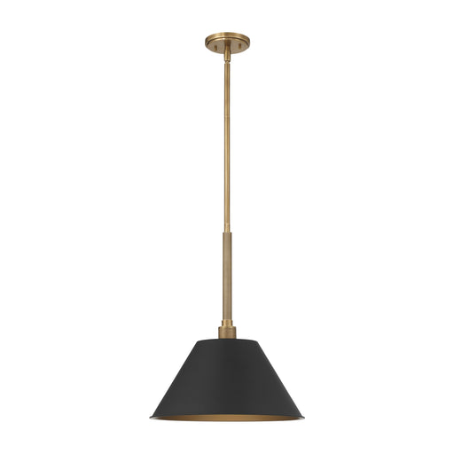Pendant Light Thesis 207335A Mcgill 16 inch 1 light Natural Brass Pendant Light with Matte Black and Gold Metal Shade THESIS