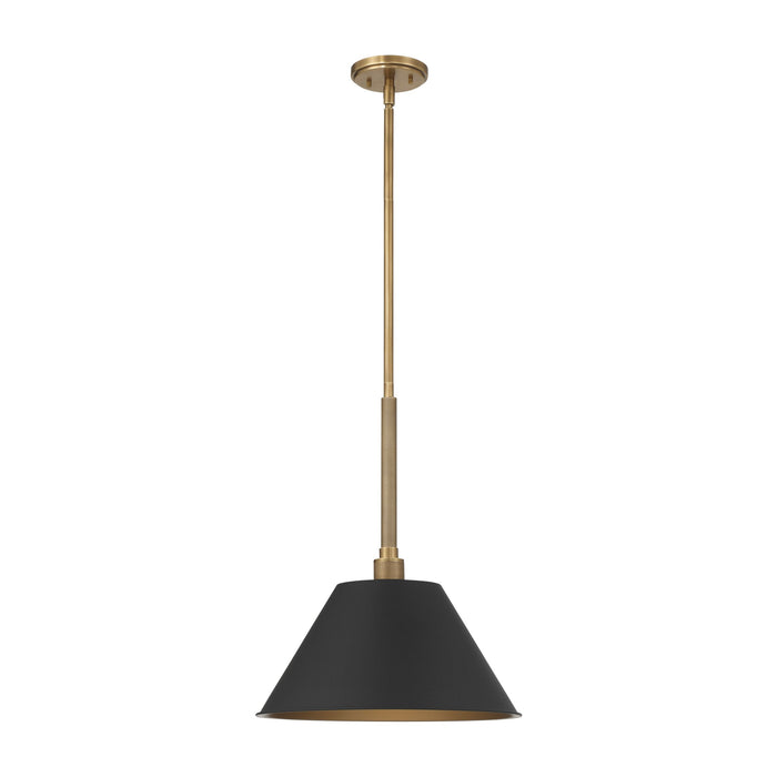 Pendant Light Thesis 207335A Mcgill 16 inch 1 light Natural Brass Pendant Light with Matte Black and Gold Metal Shade THESIS