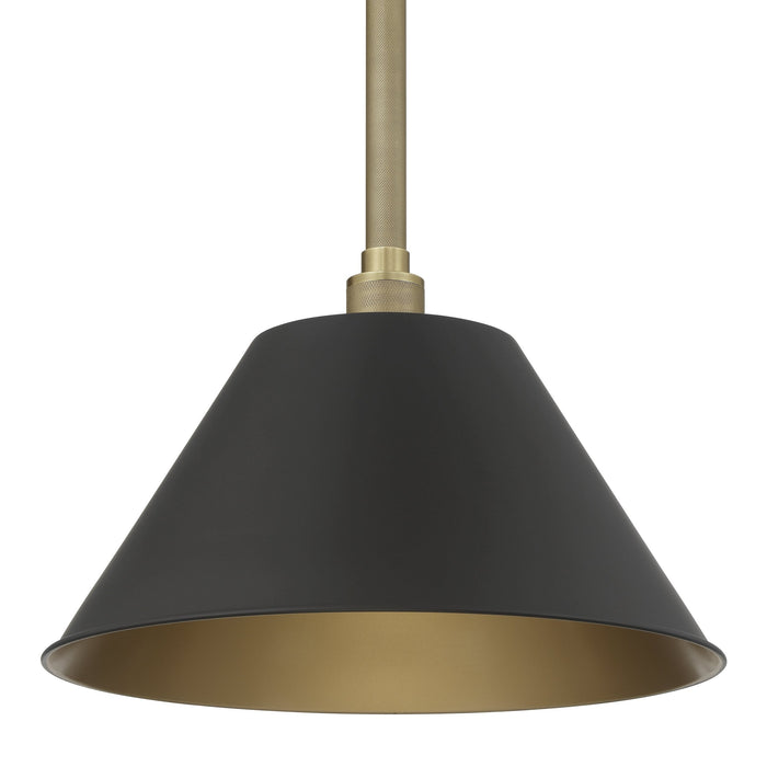 Pendant Light Thesis 207335A Mcgill 16 inch 1 light Natural Brass Pendant Light with Matte Black and Gold Metal Shade THESIS