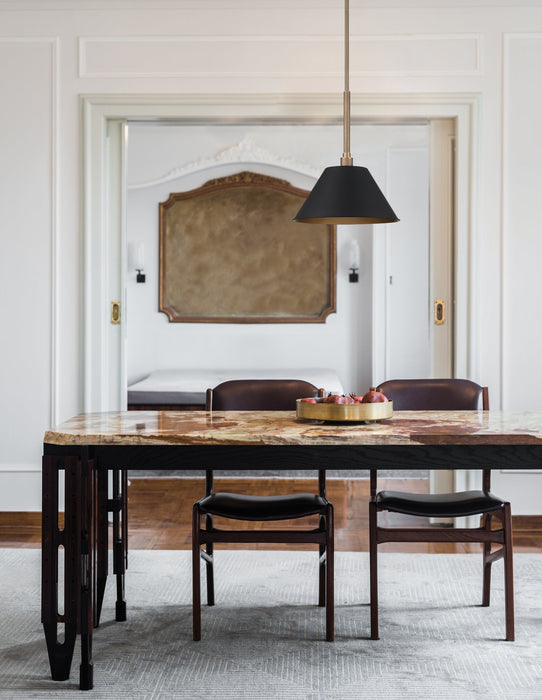 Pendant Light Thesis 207335A Mcgill 16 inch 1 light Natural Brass Pendant Light with Matte Black and Gold Metal Shade THESIS