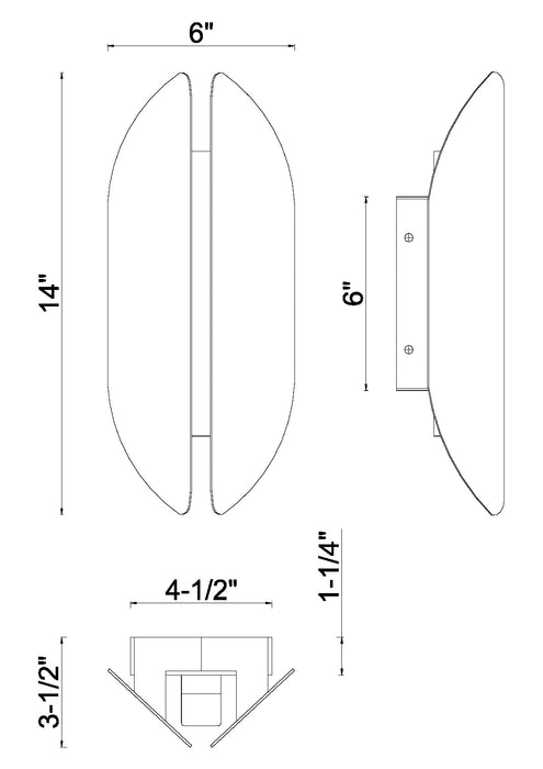 Eurofase 49013-016 Inntra 14" Damascus Brass LED Outdoor Wall Light
