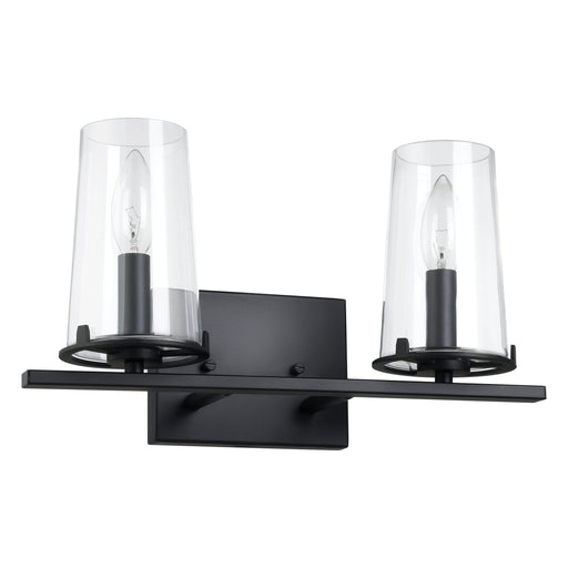 Vanity Light Thesis 206955A Jared 15 inch 2 light Matte Black Vanity Light with Clear Glass Shades THESIS