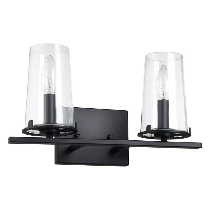 Vanity Light Thesis 206955A Jared 15 inch 2 light Matte Black Vanity Light with Clear Glass Shades THESIS