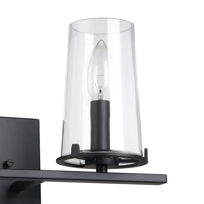 Vanity Light Thesis 206955A Jared 15 inch 2 light Matte Black Vanity Light with Clear Glass Shades THESIS