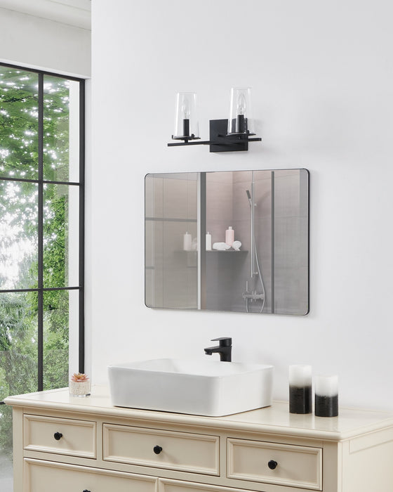 Vanity Light Thesis 206955A Jared 15 inch 2 light Matte Black Vanity Light with Clear Glass Shades THESIS