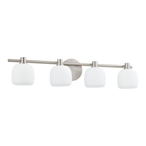 Vanity Light Thesis 207022A Valentina 30 inch 4 light Brushed Nickel Vanity Light with Etched Opal Glass Shades THESIS