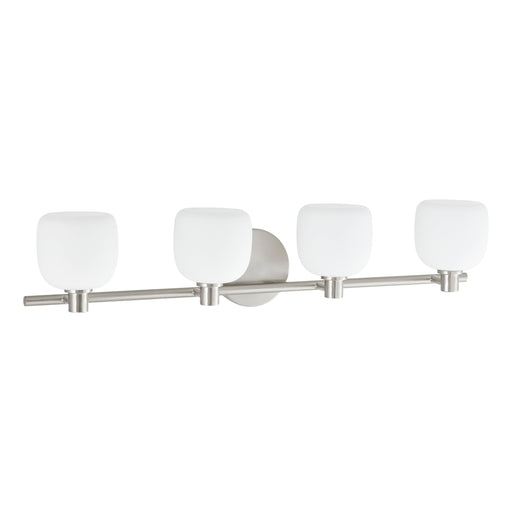 Vanity Light Thesis 207022A Valentina 30 inch 4 light Brushed Nickel Vanity Light with Etched Opal Glass Shades THESIS