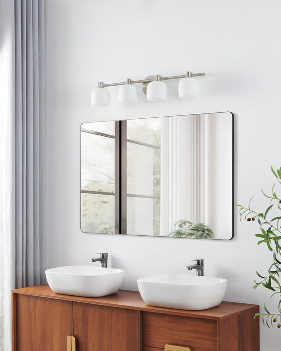 Vanity Light Thesis 207022A Valentina 30 inch 4 light Brushed Nickel Vanity Light with Etched Opal Glass Shades THESIS