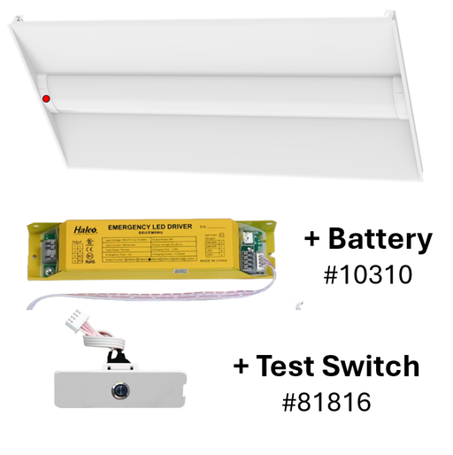 Made To Order Halco - CBT-24-LS-CS-UNV-EM - 2x4 Troffer Controls Ready Lum & Color Select 0-10V Dim EM Battery Halco Lighting Technologies