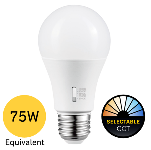 Halco - 11A19-LED-9CS-E26-D-T20 - LED A19 (E26) Select 2700K-5000K 11W 1100L (75W Eq) Dimm T20 product image