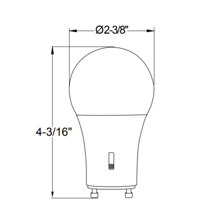 Halco - 9A19-LED-9CS-GU24-D-T20 - LED A19 GU24 Select 2700K-5000K 9W 800L (60W Eq) Dimm T20 product image