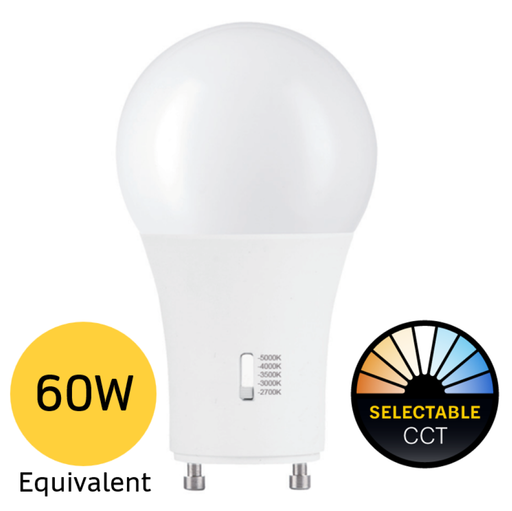 Halco - 9A19-LED-9CS-GU24-D-T20 - LED A19 GU24 Select 2700K-5000K 9W 800L (60W Eq) Dimm T20 product image