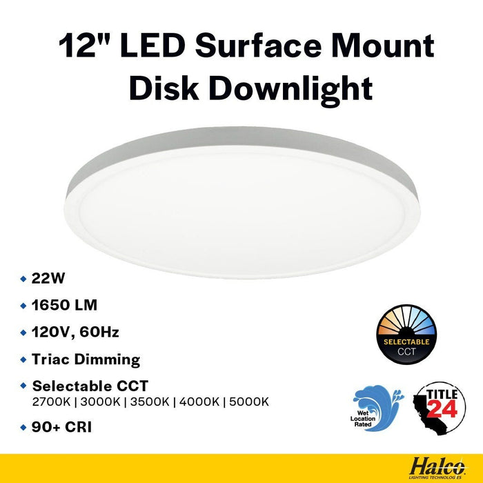 Halco - DSK-12-CS-120V - Surface Disk 12in 22W 1650L CCT Select 120V Triac Dim product image