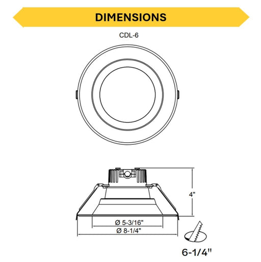 Halco - CDL6-WS-CS-U - Select Commercial Downlight 6 Inch Watt & CCT Select Dimm product image