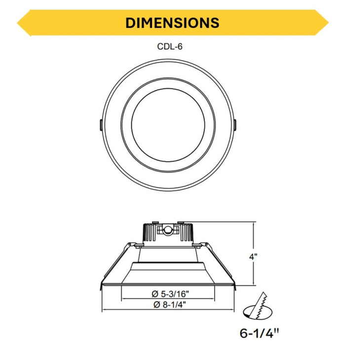 Halco - CDL6-WS-CS-U - Select Commercial Downlight 6 Inch Watt & CCT Select Dimm product image
