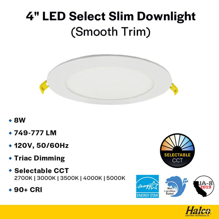 Halco - SDL-KIT-4IN-CS-ST-HEAD - 4in Slim Downlight Smooth Trim Kit - 5CCT Head Only product image