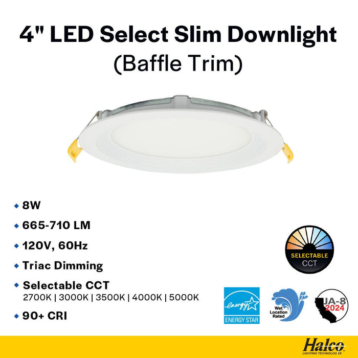 Halco - SDL-KIT-4IN-CS-BT-HEAD - 4in Slim Downlight Baffle Trim Kit - 5CCT Head Only product image