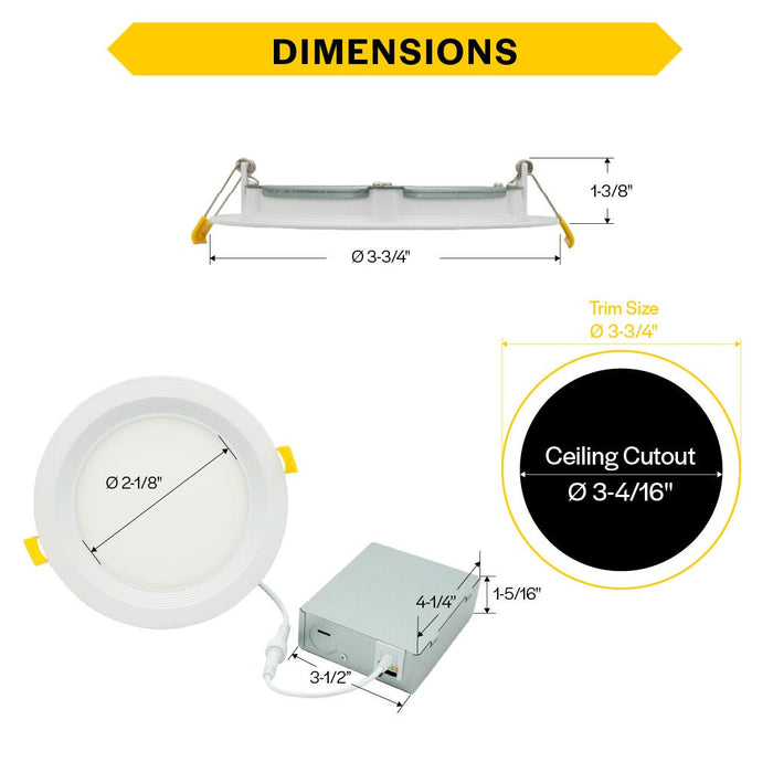 Halco - DFDLS3-8-CS-BT - LED Direct Fit Slim Downlight 3in 6W CCT Select Baffle Trim product image
