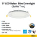 Halco - DFDLS5-12-CS-BT - LED Direct Fit Slim Downlight 5in 12W CCT Select Baffle Trim product image