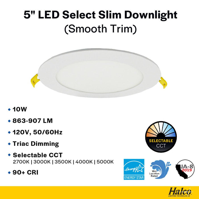 Halco - FSDLS5FR12/CCT/LED - LED Slim Downlight 5in 10W 2700K-5000K CCT Select Dimm JA-8 product image