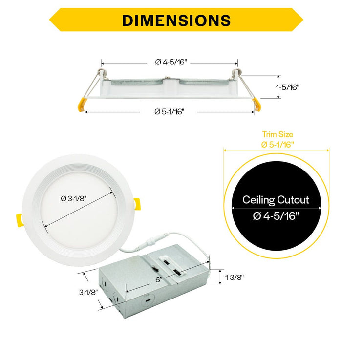 Halco - CSDL-4-LS-CS-BT-DDV - Commercial Slim Downlight 4in 13W Lumen-Color Select 660-1075lm Baffle Dimm product image