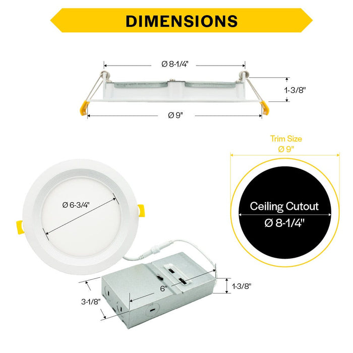 Halco - CSDL-8-LS-CS-BT-DDV - Commercial Slim Downlight 8in 18W Lumen-Color Select 1100-1500lm Baffle Dimm product image
