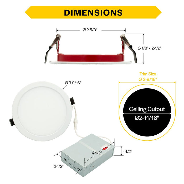 Halco - FRSDL-3-CS-ST-120V - Fire Rated 3in Slim Downlight Color Select 6.5W 500L Smooth Dimm product image