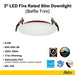 Halco - FRSDL-3-CS-BT-120V - Fire Rated 3in Slim Downlight Color Select 6.5W 550L Baffle Dimm product image